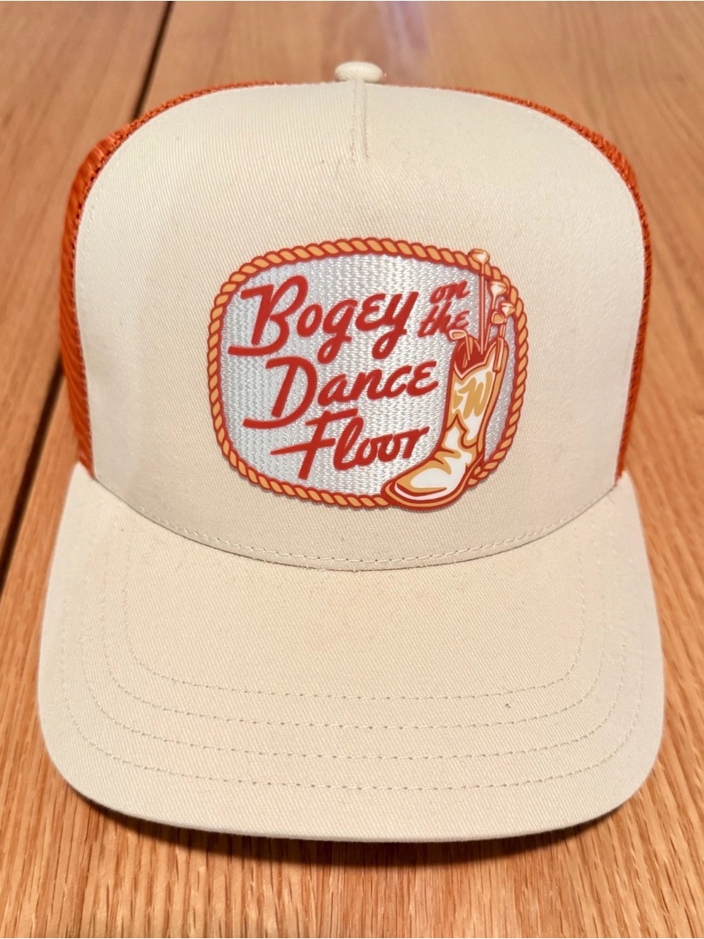 Waggle Bogey on the Dance Floor Trucker Hat - Cream & Orange